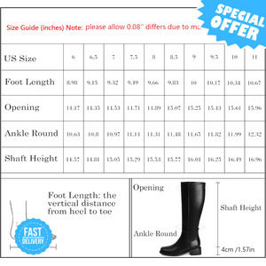 BRAND NEW QIY Knee High Faux Leather Boots - Low Heel, Side Zipper